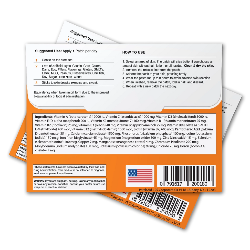 Multivitamin Plus Topical Patch – 27 Essential Vitamins & Minerals | Daily Wellness Support
