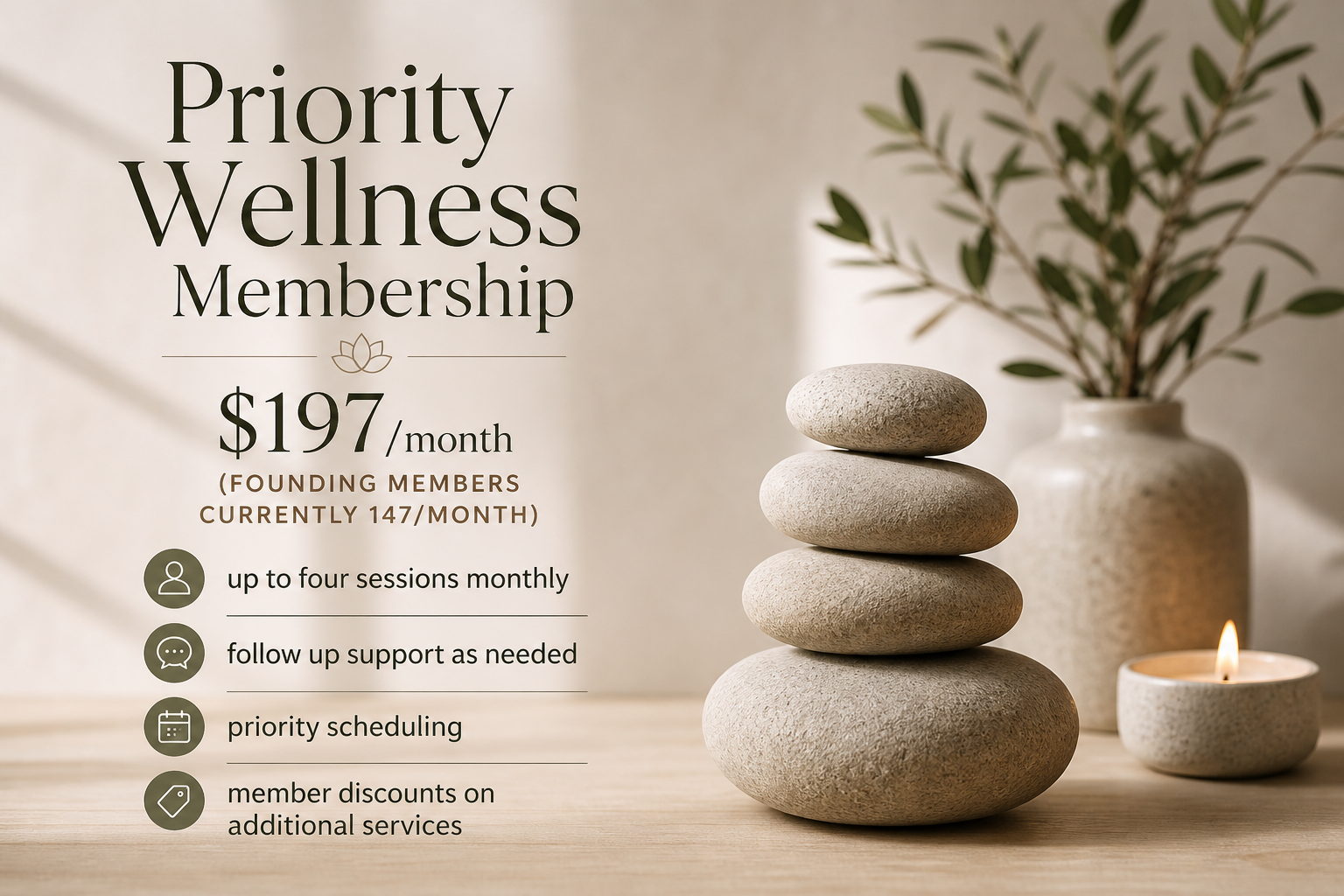 Priority Wellness Membership — $197/month  (Founding Members currently $147/month)